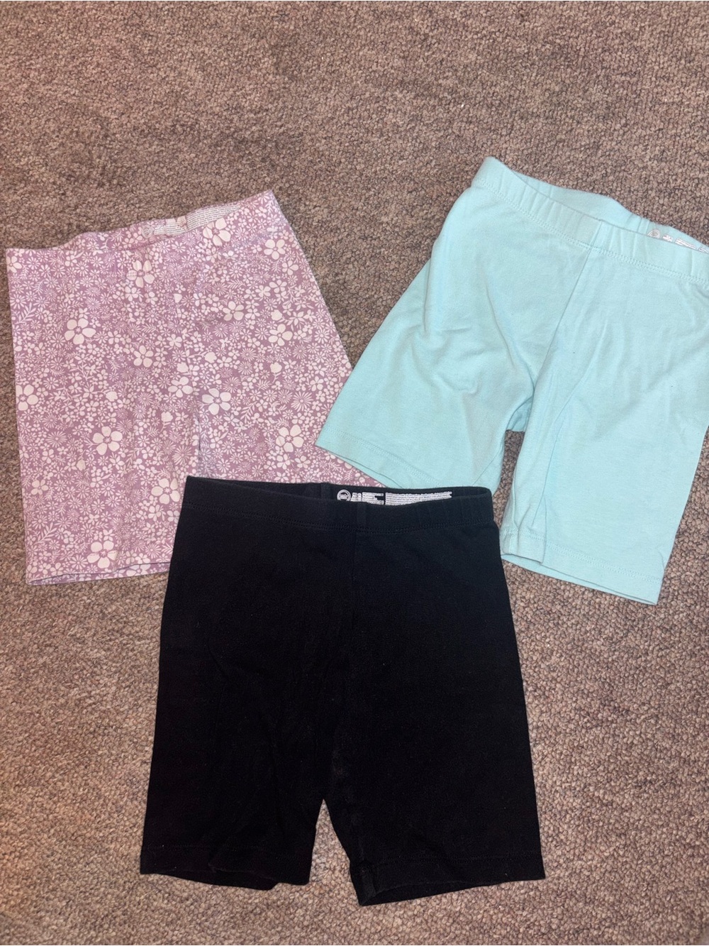 wonder nation 3-Pack Girls Bike Shorts - Black, Light Blue & Lavender Floral